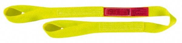 Lift-All - 3' Long x 2" Wide, 1,200 Lb Vertical Capacity, 1 Ply, Nylon Web Sling - 950 Lb Choker Capacity, Yellow - All Tool & Supply