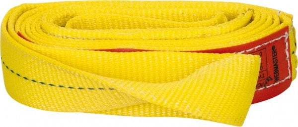 Lift-All - 10' Long x 2" Wide, 3,200 Lb Vertical Capacity, 1 Ply, Polyester Web Sling - 2,500 Lb Choker Capacity, Yellow - All Tool & Supply