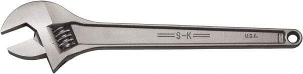 SK - 2-1/4" Jaw Capacity, 18" Standard Adjustable Wrench - Stainless Steel, Chrome Finish, 18" OAL - All Tool & Supply