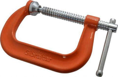 Gibraltar - Regular-Duty 4" Max Opening, 3-1/4" Throat Depth, Forged Steel Standard C-Clamp - 6,200 Lb Capacity, 0" Min Opening, Deep Throat - All Tool & Supply