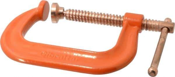 Gibraltar - Regular-Duty 4" Max Opening, 3-1/4" Throat Depth, Forged Steel Standard C-Clamp - 6,200 Lb Capacity, 0" Min Opening, Deep Throat, Copper Plated Screw - All Tool & Supply