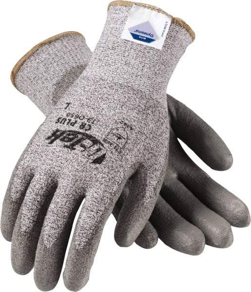 PIP - Size S (7), ANSI Cut Lvl 2, Puncture Lvl 2, Abrasion Lvl 4, Polyurethane Coated Cut Resistant Gloves - Palm & Fingers Coated, Dyneema/Nylon/Lycra Lining, Knit Wrist, Gray, Paired - All Tool & Supply