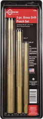 Mayhew - 3 Piece, 3/8 to 3/4", Drift Punch Set - Round Shank, Brass, Comes in Pouch - All Tool & Supply