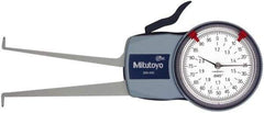 Mitutoyo - 1.2 to 2" Inside Dial Caliper Gage - 0.0005" Graduation, 0.0015" Accuracy, 3.3" Leg Length, 0.26" Deep x 0.06" Wide Groove, Ball Contact Points - All Tool & Supply