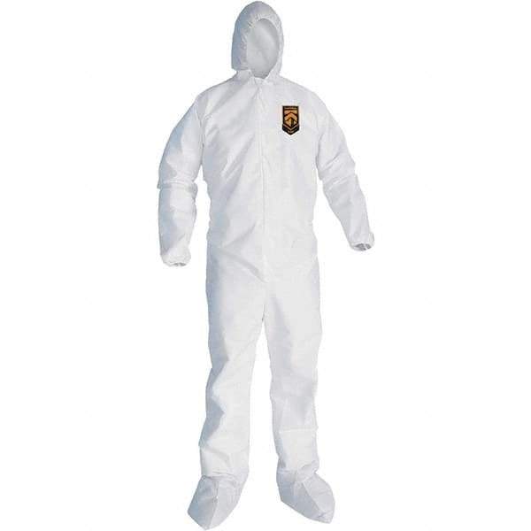 KleenGuard - Size L SMS General Purpose Coveralls - White, Zipper Closure, Elastic Cuffs, Elastic Ankles, Seamless - All Tool & Supply