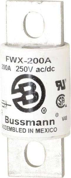 Cooper Bussmann - 250 VAC/VDC, 200 Amp, Fast-Acting Semiconductor/High Speed Fuse - Stud Mount Mount, 3-1/8" OAL, 200 (RMS), 50 at DC kA Rating, 1-7/32" Diam - All Tool & Supply