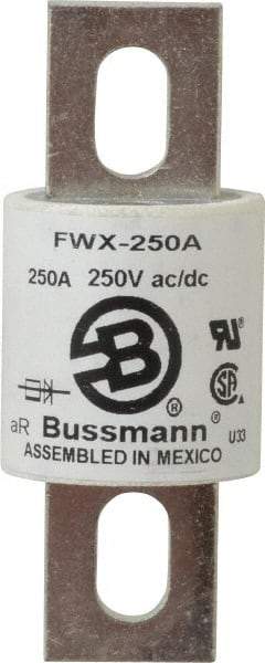 Cooper Bussmann - 250 VAC/VDC, 250 Amp, Fast-Acting Semiconductor/High Speed Fuse - Stud Mount Mount, 3-27/32" OAL, 200 (RMS), 50 at DC kA Rating, 1-1/2" Diam - All Tool & Supply