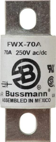 Cooper Bussmann - 250 VAC/VDC, 70 Amp, Fast-Acting Semiconductor/High Speed Fuse - Stud Mount Mount, 3.13" OAL, 200 (RMS), 50 at DC kA Rating, 1.22" Diam - All Tool & Supply