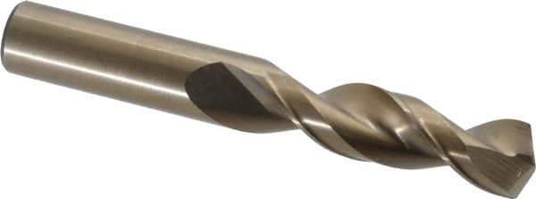 Cleveland - 19/32" 135° Parabolic Flute Cobalt Screw Machine Drill Bit - Oxide/Gold Finish, Right Hand Cut, 2-5/8" Flute Length, 4-1/8" OAL, Split Point, Straight Shank - All Tool & Supply