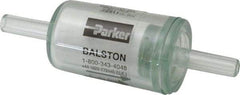 Parker - 1/4" Outlet, 125 Max psi, Inline Filters, Regulators & Lubricators - 6.6 CFM, Disposable Gas or Liquid Filter, 3-1/4" Long - All Tool & Supply