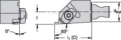 Kennametal - Insert Style NG 2R, 19.99mm Head Length, Right Hand Cut, Internal Modular Threading Cutting Unit Head - System Size KM16, 0.394" Center to Cutting Edge, Series Top Notch - All Tool & Supply