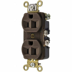 Hubbell Wiring Device-Kellems - 125V 15A NEMA 5-15R Industrial Grade Brown Straight Blade Duplex Receptacle - All Tool & Supply