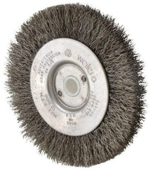 Weiler - 4" OD, 1/2" Arbor Hole, Crimped Steel Wheel Brush - 1/2" Face Width, 7/8" Trim Length, 0.0095" Filament Diam, 12,500 RPM - All Tool & Supply