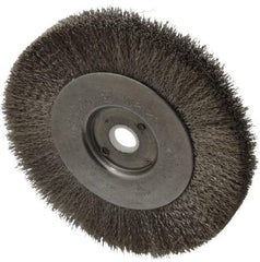 Weiler - 4" OD, 1/2" Arbor Hole, Crimped Stainless Steel Wheel Brush - 1/2" Face Width, 7/8" Trim Length, 0.006" Filament Diam, 12,500 RPM - All Tool & Supply