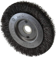 Weiler - 3" OD, 1/2" Arbor Hole, Crimped Steel Wheel Brush - 7/16" Face Width, 1/2" Trim Length, 0.008" Filament Diam, 12,500 RPM - All Tool & Supply