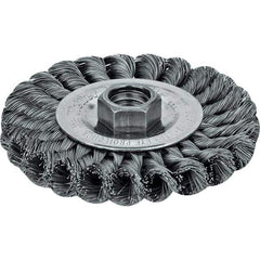 Weiler - 6" OD, 5/8" Arbor Hole, Crimped Steel Wheel Brush - 3/4" Face Width, 1-7/16" Trim Length, 0.014" Filament Diam, 6,000 RPM - All Tool & Supply