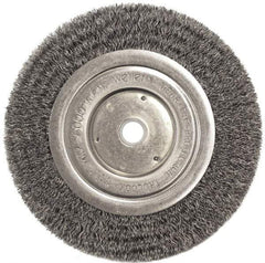 Weiler - 6" OD, 5/8" Arbor Hole, Crimped Steel Wheel Brush - 1/2" Face Width, 1-1/16" Trim Length, 0.0118" Filament Diam, 6,000 RPM - All Tool & Supply