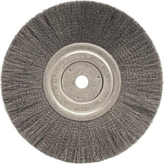 Weiler - 8" OD, 5/8" Arbor Hole, Crimped Steel Wheel Brush - 3/4" Face Width, 2-1/16" Trim Length, 0.006" Filament Diam, 6,000 RPM - All Tool & Supply