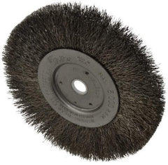 Weiler - 6" OD, 5/8" Arbor Hole, Crimped Stainless Steel Wheel Brush - 1/2" Face Width, 1-7/16" Trim Length, 0.0104" Filament Diam, 6,000 RPM - All Tool & Supply