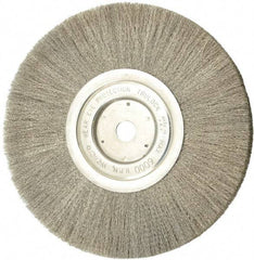 Weiler - 8" OD, 5/8" Arbor Hole, Crimped Stainless Steel Wheel Brush - 1/2" Face Width, 2-1/16" Trim Length, 0.006" Filament Diam, 6,000 RPM - All Tool & Supply