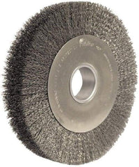 Weiler - 10" OD, 2" Arbor Hole, Crimped Steel Wheel Brush - 2" Face Width, 1-7/8" Trim Length, 0.0104" Filament Diam, 4,000 RPM - All Tool & Supply