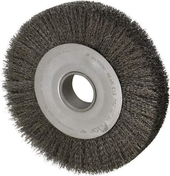 Weiler - 10" OD, 2" Arbor Hole, Crimped Steel Wheel Brush - 1-5/8" Face Width, 1-7/8" Trim Length, 0.014" Filament Diam, 4,000 RPM - All Tool & Supply