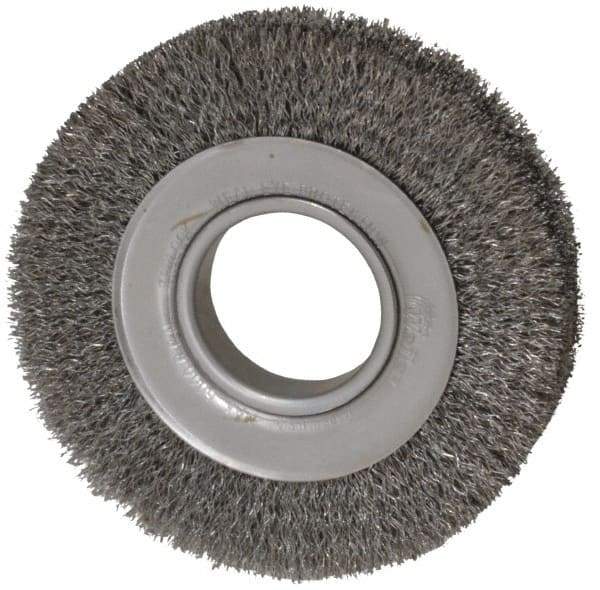 Weiler - 6" OD, 2" Arbor Hole, Crimped Steel Wheel Brush - 1" Face Width, 1-1/8" Trim Length, 0.0118" Filament Diam, 6,000 RPM - All Tool & Supply