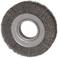 Weiler - 6" OD, 2" Arbor Hole, Crimped Steel Wheel Brush - 1" Face Width, 1-1/8" Trim Length, 0.0118" Filament Diam, 6,000 RPM - All Tool & Supply