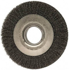 Weiler - 8" OD, 2" Arbor Hole, Crimped Steel Wheel Brush - 1" Face Width, 1-3/8" Trim Length, 0.0118" Filament Diam, 4,500 RPM - All Tool & Supply