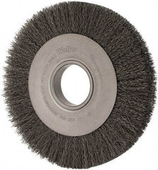 Weiler - 8" OD, 2" Arbor Hole, Crimped Steel Wheel Brush - 1" Face Width, 1-3/8" Trim Length, 0.014" Filament Diam, 4,500 RPM - All Tool & Supply