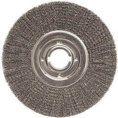 Weiler - 12" OD, 2" Arbor Hole, Crimped Steel Wheel Brush - 1-1/4" Face Width, 3" Trim Length, 0.0118" Filament Diam, 3,600 RPM - All Tool & Supply