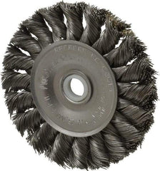 Weiler - 3" OD, 1/2" Arbor Hole, Knotted Steel Wheel Brush - 3/8" Face Width, 5/8" Trim Length, 0.014" Filament Diam, 25,000 RPM - All Tool & Supply