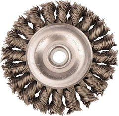 Weiler - 3" OD, 1/2" Arbor Hole, Knotted Steel Wheel Brush - 3/8" Face Width, 5/8" Trim Length, 0.02" Filament Diam, 25,000 RPM - All Tool & Supply