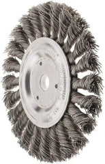 Weiler - 6" OD, 5/8" Arbor Hole, Knotted Steel Wheel Brush - 1/2" Face Width, 1-3/8" Trim Length, 0.023" Filament Diam, 9,000 RPM - All Tool & Supply