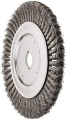 Weiler - 10" OD, 1-1/4" Arbor Hole, Knotted Steel Wheel Brush - 3/4" Face Width, 1-3/4" Trim Length, 0.016" Filament Diam, 4,500 RPM - All Tool & Supply