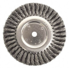 Weiler - 12" OD, 2" Arbor Hole, Knotted Steel Wheel Brush - 1-1/4" Face Width, 2-3/4" Trim Length, 0.0118" Filament Diam, 3,600 RPM - All Tool & Supply