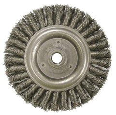 Weiler - 6" OD, 5/8-11 Arbor Hole, Knotted Steel Wheel Brush - 1/2" Face Width, 1-1/4" Trim Length, 0.023" Filament Diam, 12,500 RPM - All Tool & Supply