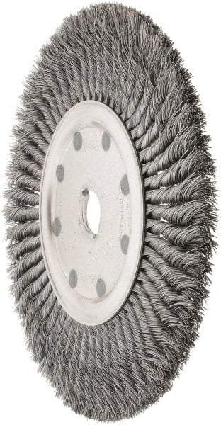 Weiler - 12" OD, 1-1/4" Arbor Hole, Knotted Steel Wheel Brush - 5/8" Face Width, 2-1/4" Trim Length, 0.02" Filament Diam, 4,500 RPM - All Tool & Supply