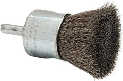 Weiler - 1" Brush Diam, Crimped, End Brush - 1/4" Diam Steel Shank, 22,000 Max RPM - All Tool & Supply