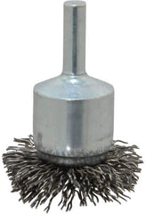 Weiler - 1-1/2" Brush Diam, Crimped, Flared End Brush - 1/4" Diam Shank, 20,000 Max RPM - All Tool & Supply