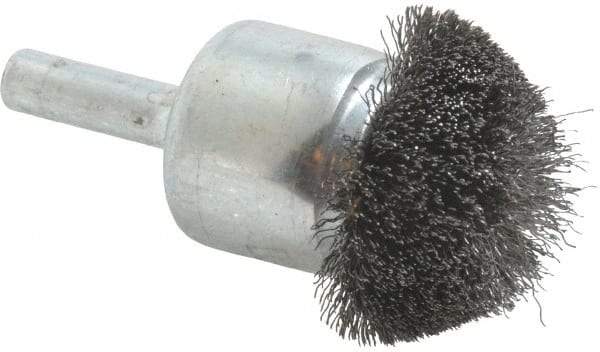 Weiler - 1-1/4" Brush Diam, Crimped, Flared End Brush - 1/4" Diam Shank, 20,000 Max RPM - All Tool & Supply