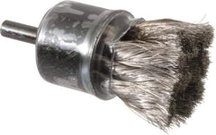 Weiler - 1-1/8" Brush Diam, Knotted, End Brush - 1/4" Diam Shank, 20,000 Max RPM - All Tool & Supply