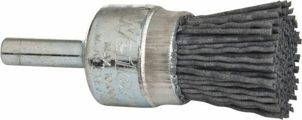 Weiler - 180 Grit, 3/4" Brush Diam, Crimped, End Brush - Very Fine Grade, 1/4" Diam Shank, 10,000 Max RPM - All Tool & Supply