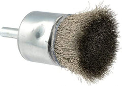 Weiler - 1" Brush Diam, Crimped, End Brush - 1/4" Diam Shank, 22,000 Max RPM - All Tool & Supply