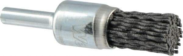 Weiler - 120 Grit, 1/2" Brush Diam, Crimped, End Brush - Fine Grade, 1/4" Diam Shank, 10,000 Max RPM - All Tool & Supply