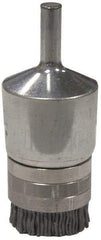 Weiler - 180 Grit, 1" Brush Diam, Crimped, End Brush - Very Fine Grade, 1/4" Diam Shank, 10,000 Max RPM - All Tool & Supply