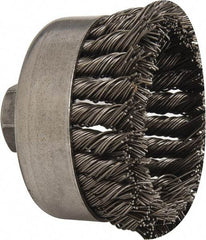 Weiler - 4" Diam, 5/8-11 Threaded Arbor, Steel Fill Cup Brush - 0.035 Wire Diam, 1-1/4" Trim Length, 9,000 Max RPM - All Tool & Supply