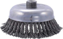 Weiler - 6" Diam, 5/8-11 Threaded Arbor, Steel Fill Cup Brush - 0.035 Wire Diam, 1-5/8" Trim Length, 6,000 Max RPM - All Tool & Supply