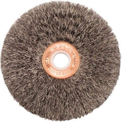 Weiler - 3" OD, 1/2" Arbor Hole, Crimped Steel Wheel Brush - 5/8" Face Width, 1" Trim Length, 0.006" Filament Diam, 20,000 RPM - All Tool & Supply