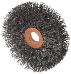 Weiler - 3" OD, 1/2" Arbor Hole, Crimped Steel Wheel Brush - 5/8" Face Width, 1" Trim Length, 0.0104" Filament Diam, 20,000 RPM - All Tool & Supply